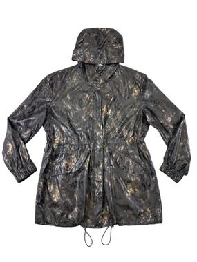Nikki Jones cheetah hooded rain jacket Womens L-XL
Packable Travel brown bronze